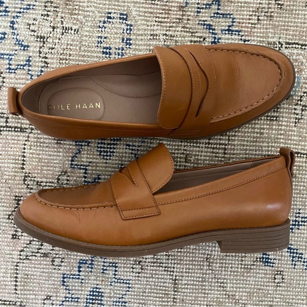 Cole Haan Cognac Leather Penny Loafers Women’s size 8